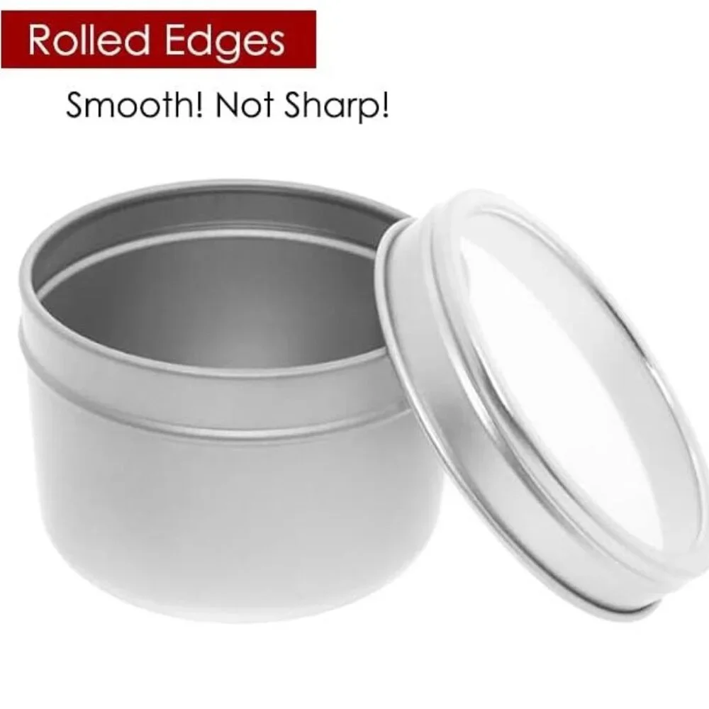 Box of 39 Silver 4-oz. Deep Round Tins w/Clear Plastic Lids & Magnetic Bottom